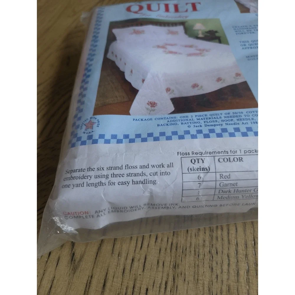 Vintage Jack Dempsey Stamped Quilt Kit XX Rose #10 New Full/Queen Embroidery